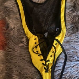 Halter Hollow Out Eyelet Lace Up One Piece Swimsui